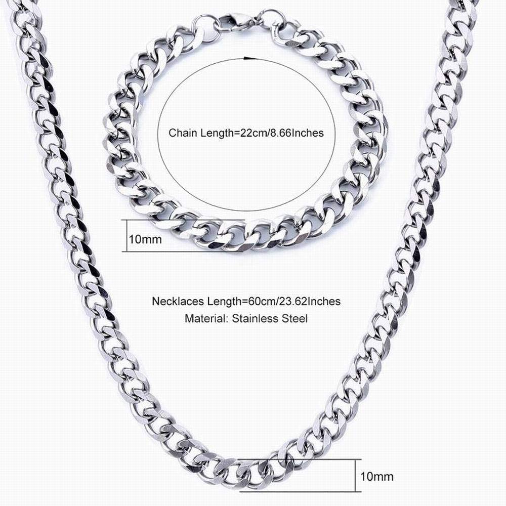 Rockyu ネックレス メンズ 喜平チェーン ブレスレット セット シルバー ステンレス製