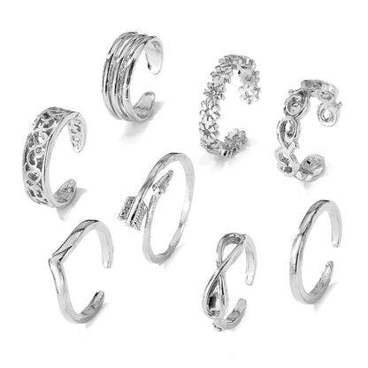 Rockyu トゥリング 8個セット ゴールド＆シルバー 調節可能