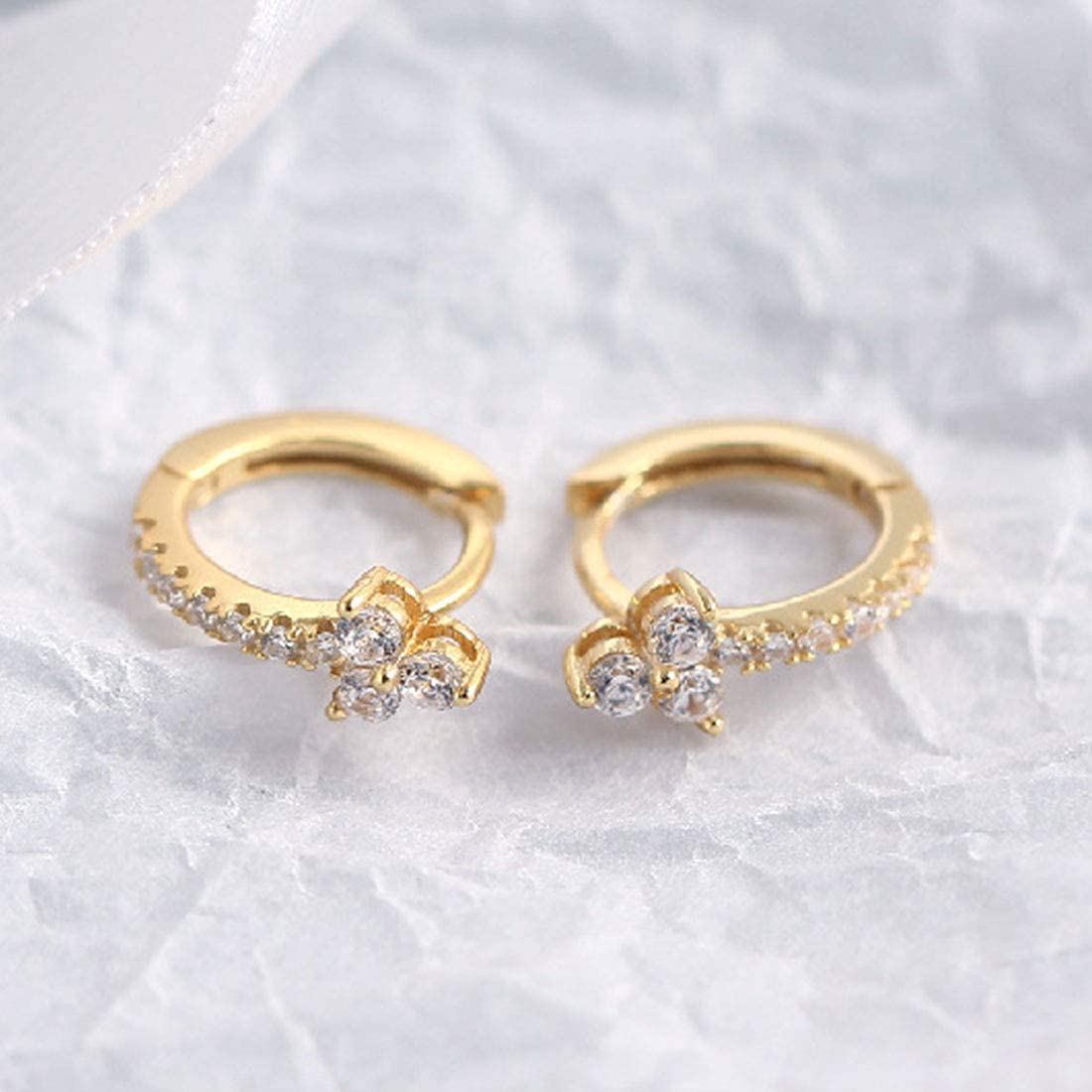Rockyu ピアス レディース フープ リングピアス CZダイヤ 三粒ストーン 多色展開 小ぶり 上品 アクセサリー