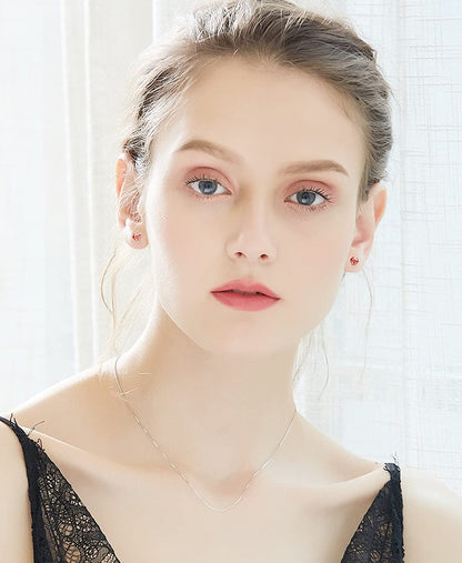 Rockyu ハート型クリスタルピアス【シルバー925・金属アレルギー対応】