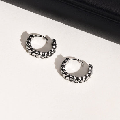 Rockyu ピアス メンズ 喜平チェーン風 フープ シルバー ステンレス 金属アレルギー対応