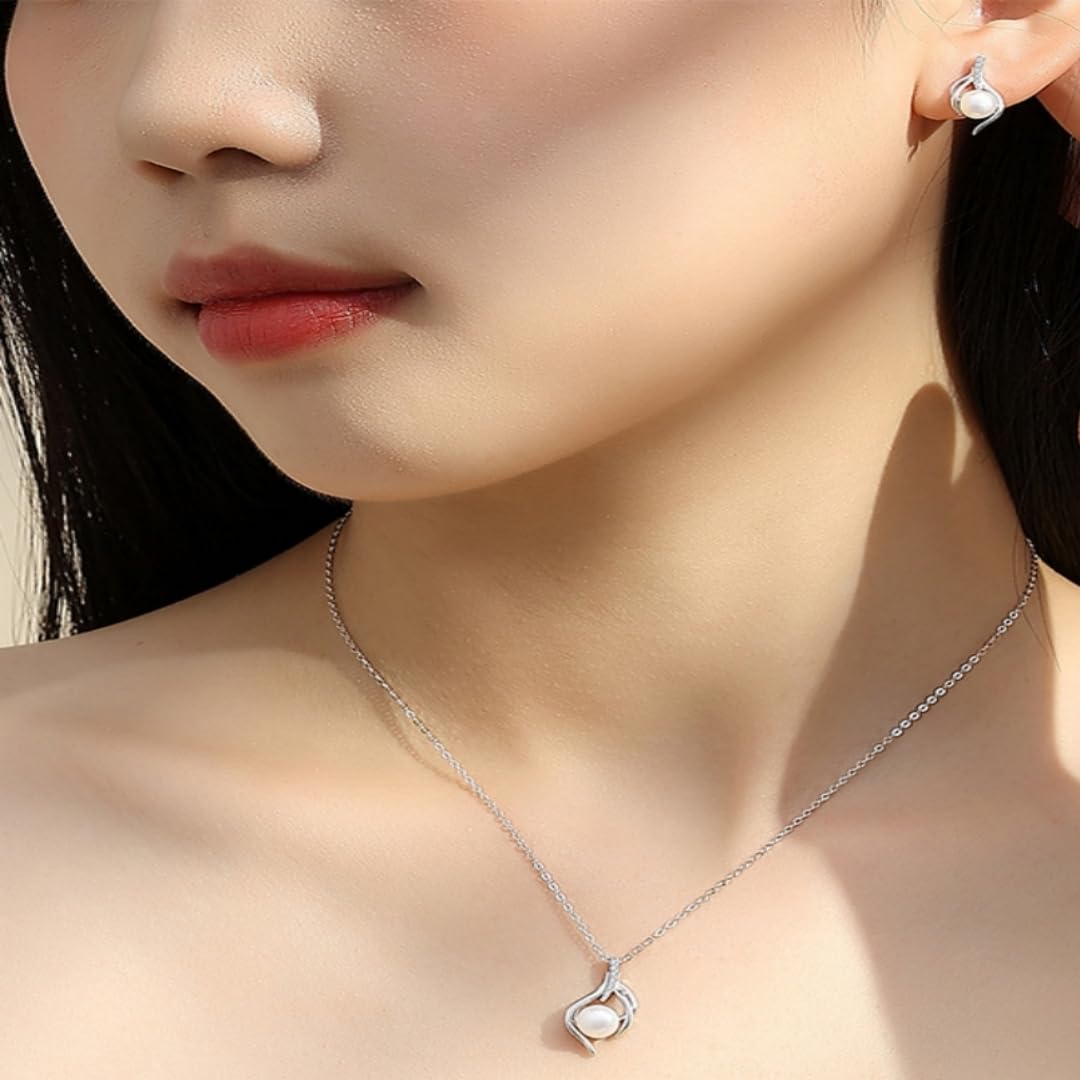 Rockyu ピアス レディース シルバー925 真珠 羽モチーフ スタッド プラチナカラー アレルギー対応