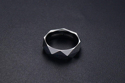 Rockyu タングステン メンズリング 多面カット 高光沢仕上げ 3色展開