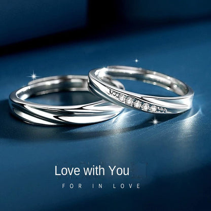 Rockyu ペアリング 純銀 シンプルデザイン シルバー925 メンズ＆レディース フリーサイズ