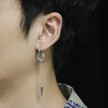 Rockyu チェーンピアス ステンレススチール スパイクフープピアス メンズ レディース兼用