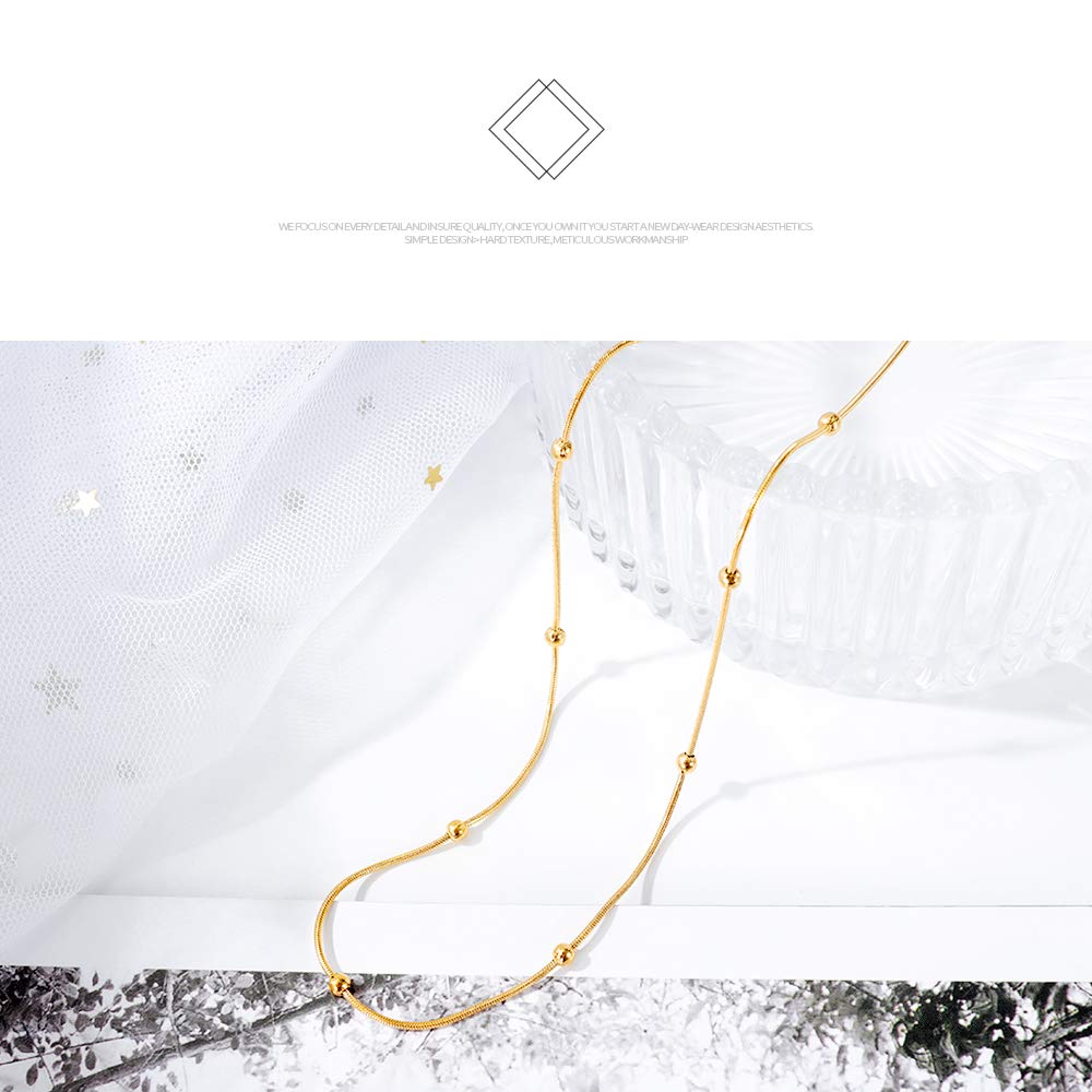 Rockyu ネックレス レディース 細め チェーン ピンクゴールド ステンレス シンプル おしゃれ