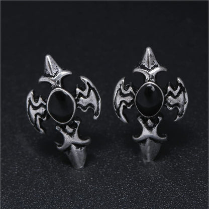 Rockyu ピアス メンズ レディース スターシェイプ シルバー ブラック ジルコニア チタン