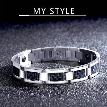 Rockyu ブレスレット メンズ 磁気 ゲルマニウム 静電気除去 ステンレス チェーン風デザイン