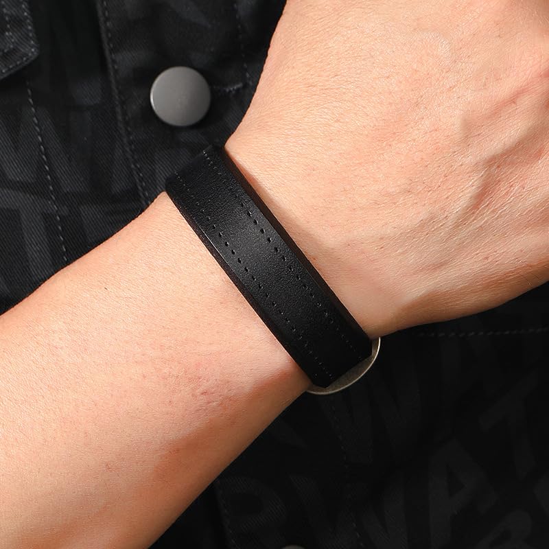 Rockyu ブレスレット メンズ 本革 レザー シンプル ヴィンテージ風 幅1.9cm 長さ26cm