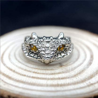 【龍眼輝く】スネークリング メンズ｜アンティーク風ステンレス製フリーサイズリング