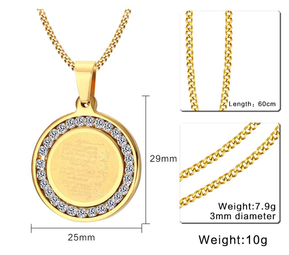 Rockyu 真経ラウンドコインネックレス【18金仕上げ・メンズペンダント】