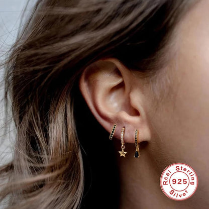 Rockyu ピアス レディース フープ 揺れる 雫型 ジルコニア シルバー925 金属アレルギー対応