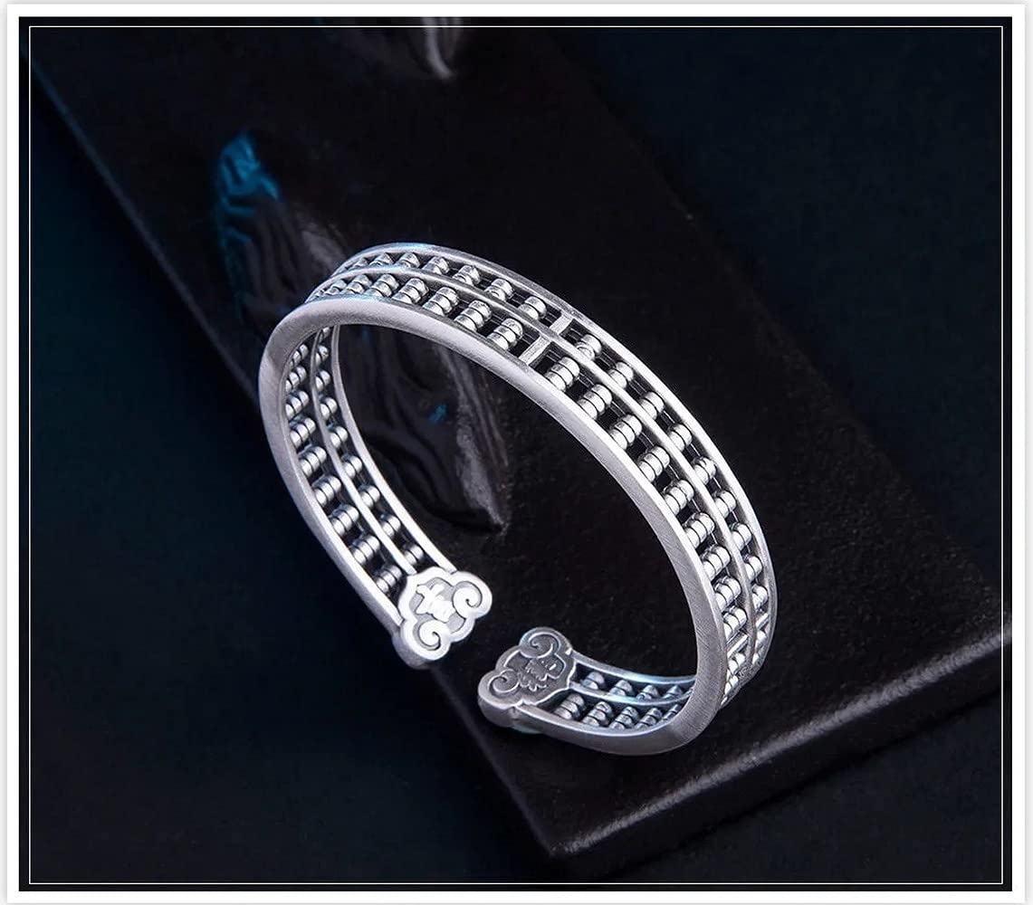 Rockyu バングル 男女兼用 そろばんデザイン シルバー＆ゴールド 開運 厄除け 中華風 アクセサリー