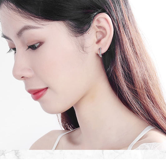 Rockyu フープピアス レディース 小さめ ジルコニア付き シンプルデザイン サージカルステンレス製 金属アレルギー対応