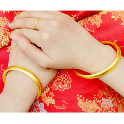 Rockyu 心経バングル メンズ レディース 18Kメッキ 厄除け 金運 御守アクセ