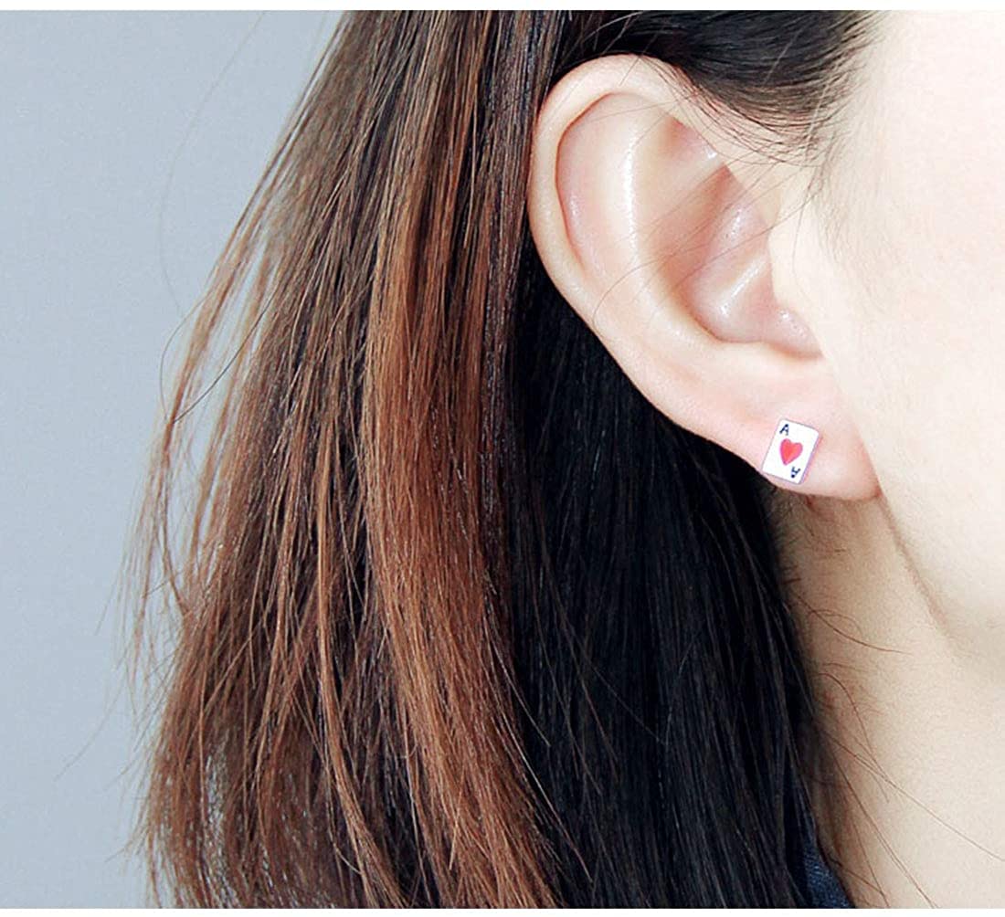 Rockyu ピアス メンズ レディース トランプカード シルバー925 スタッド アクセサリー
