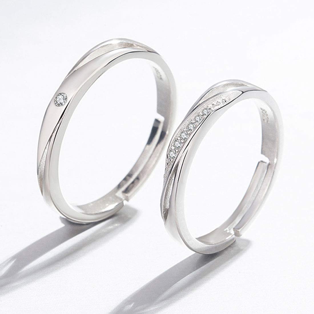 Rockyu 永遠の愛 ジルコニア ペアリング シルバー925 メンズ レディース フリーサイズ