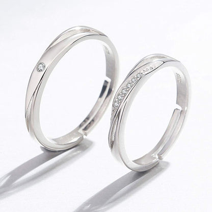 Rockyu 永遠の愛 ジルコニア ペアリング シルバー925 メンズ レディース フリーサイズ