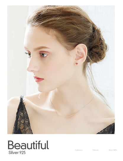 Rockyu ハート型クリスタルピアス【シルバー925・金属アレルギー対応】