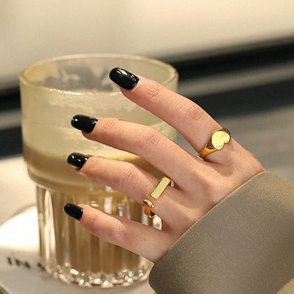 Rockyu ハートリング レディース シルバー925 ゴールド フリーサイズ 金属アレルギー対応 鏡面仕上げ