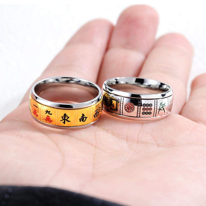 Rockyu 麻雀リング メンズ ステンレス製｜シルバー＆ゴールドのユニークアクセサリー