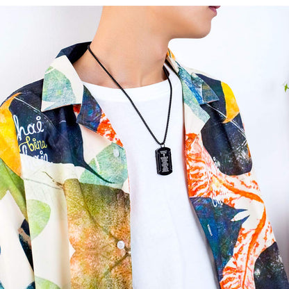 Rockyu 軍牌ネックレス ステンレス製 クロス刻印 セレニティプレイヤー 60cmチェーン