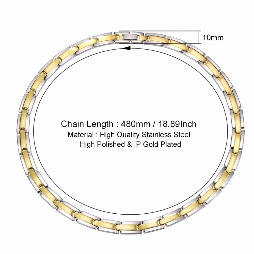 Rockyu ネックレス メンズ レディース ステンレス ゲルマニウム シルバーゴールド チェーン 幅10mm チョーカー アクセサリー