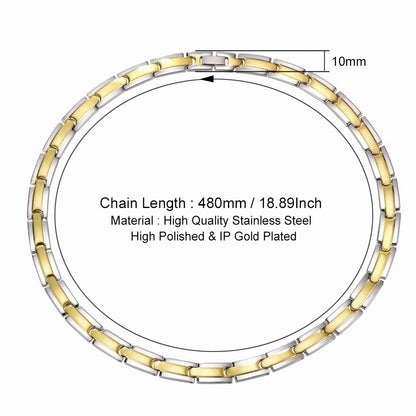 Rockyu ネックレス メンズ レディース ステンレス ゲルマニウム シルバーゴールド チェーン 幅10mm チョーカー アクセサリー