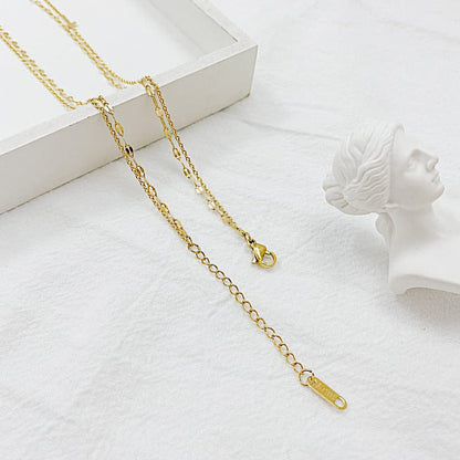 Rockyu クロスネックレス レディース 二連 チタン鋼 ゴールド チョーカースタイル