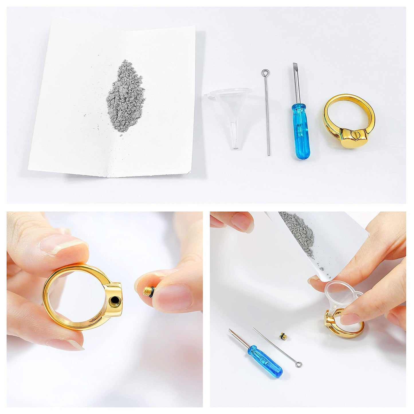 Rockyu ハートデザイン メモリアルリング レディース 遺骨収納 おしゃれステンレス指輪