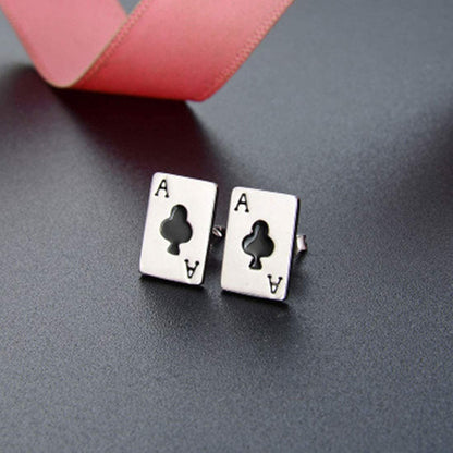 Rockyu トランプピアス シルバー925 メンズ レディース兼用 アンティーク風 アクセサリー