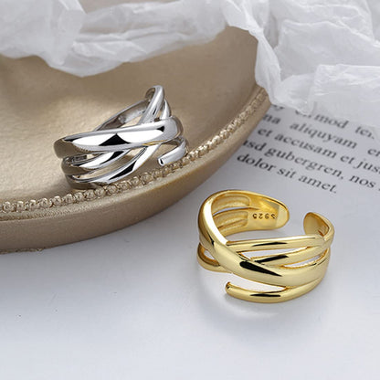 Rockyu リング レディース フリーサイズ 多連クロスデザイン シルバー ゴールド 金属アレルギー対応