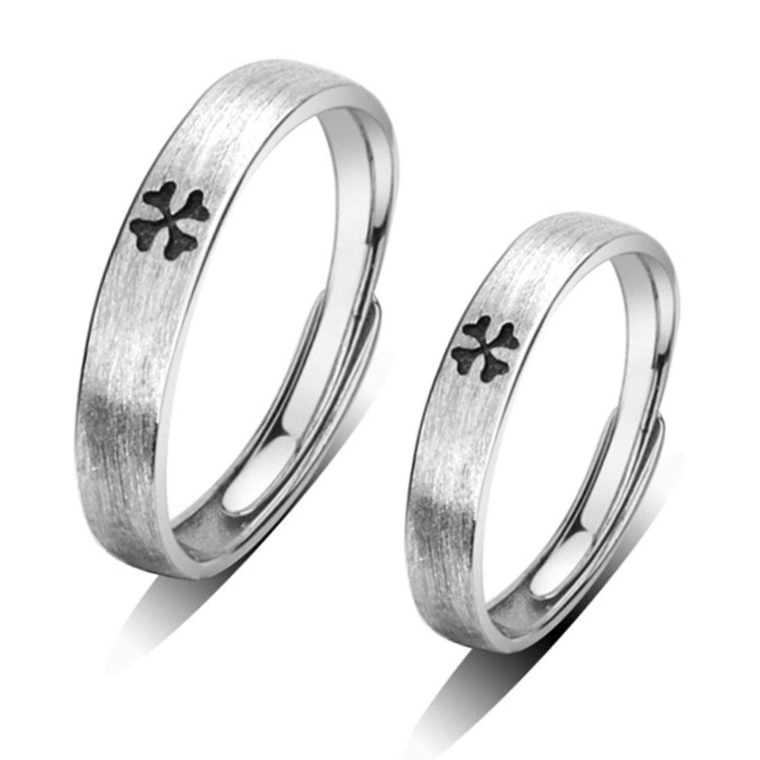 Rockyu 指輪 メンズ シルバー925 ペアリング 四つ葉クローバー サイズ調整可 結婚婚約