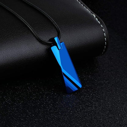 Rockyu メンズネックレス スティックプレートペンダント タングステン風デザイン シルバー ブラック ブルー おしゃれ ステンレス製