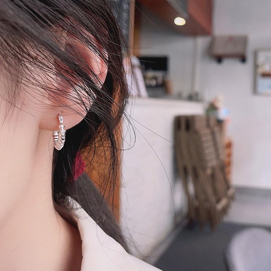 Rockyu シルバー925 ツイスト＆ジオメトリック フープピアス 両耳セット