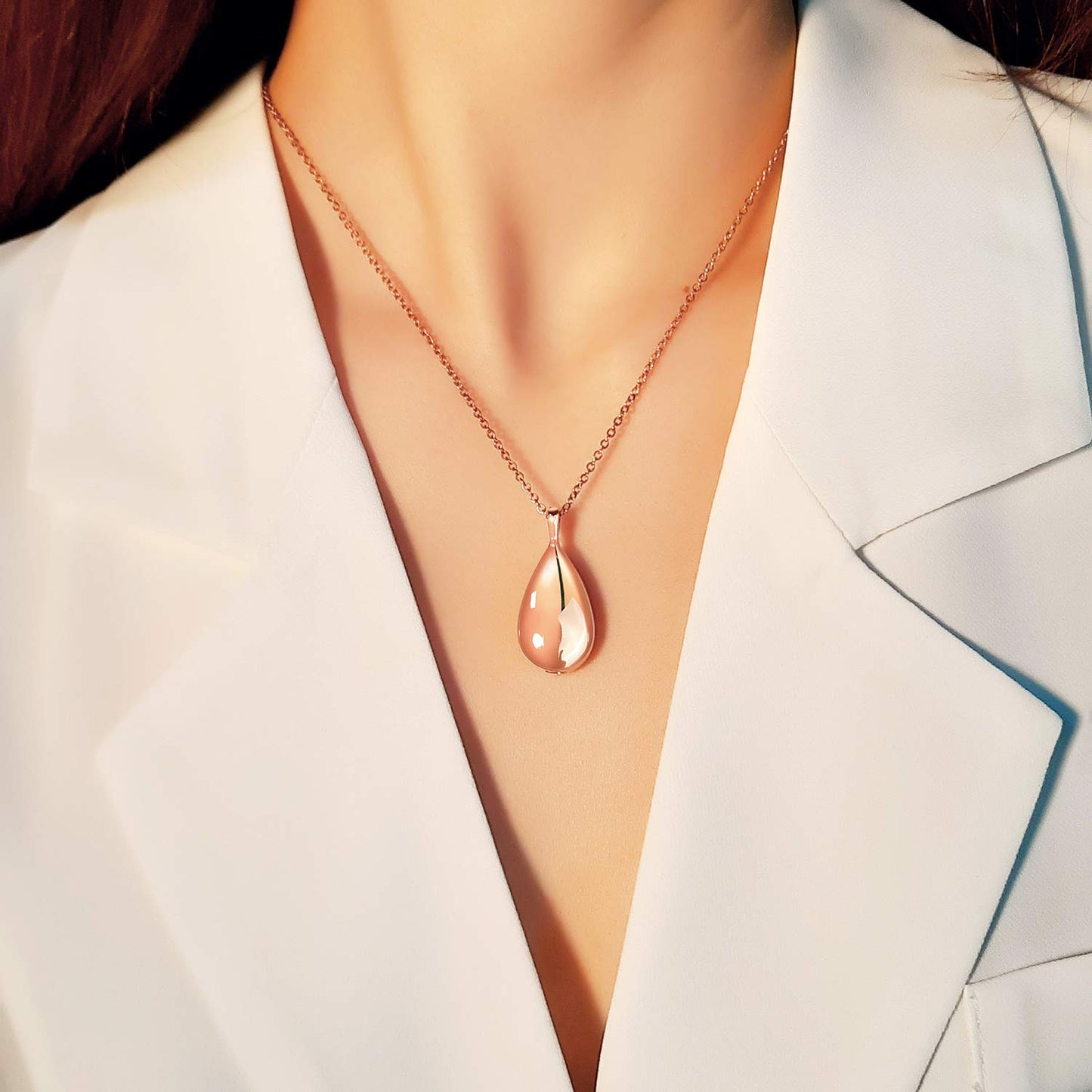 Rockyu 涙型メモリアルネックレス 遺骨ペンダント ステンレス製 金属アレルギー対応 手元供養 50cm