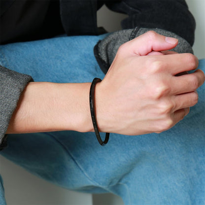 Rockyu ブレスレット メンズ モービウスデザイン バイキング符号 ステンレス オープン C型