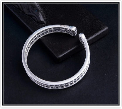 Rockyu バングル 男女兼用 そろばんデザイン シルバー＆ゴールド 開運 厄除け 中華風 アクセサリー