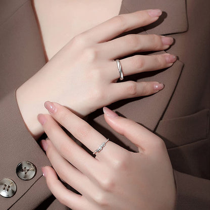 Rockyu 指輪 カップル ペアリング メンズ レディース シルバー925 羽モチーフ ジルコニア 調整可能 純銀製 リング