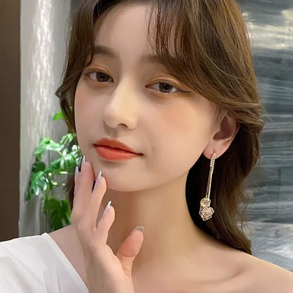 Rockyu ローズモチーフピアス レディース シルバー925 揺れるデザイン ジルコニア入り