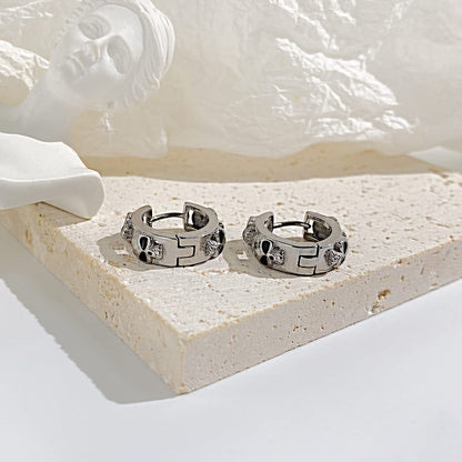 Rockyu ステンレススカルフープピアス メンズ レディース