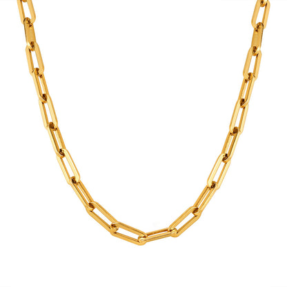 Rockyu ネックレス レディース メンズ ペーパークリップチェーン 幅0.5cm 長さ40〜45cm ゴールド/シルバー