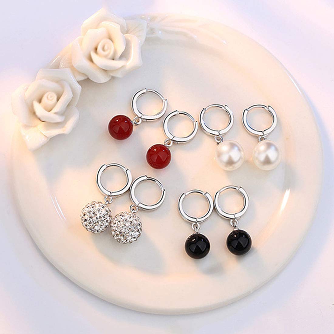 Rockyu パールピアス レディース フープタイプ ゆれる上品デザイン 両耳用