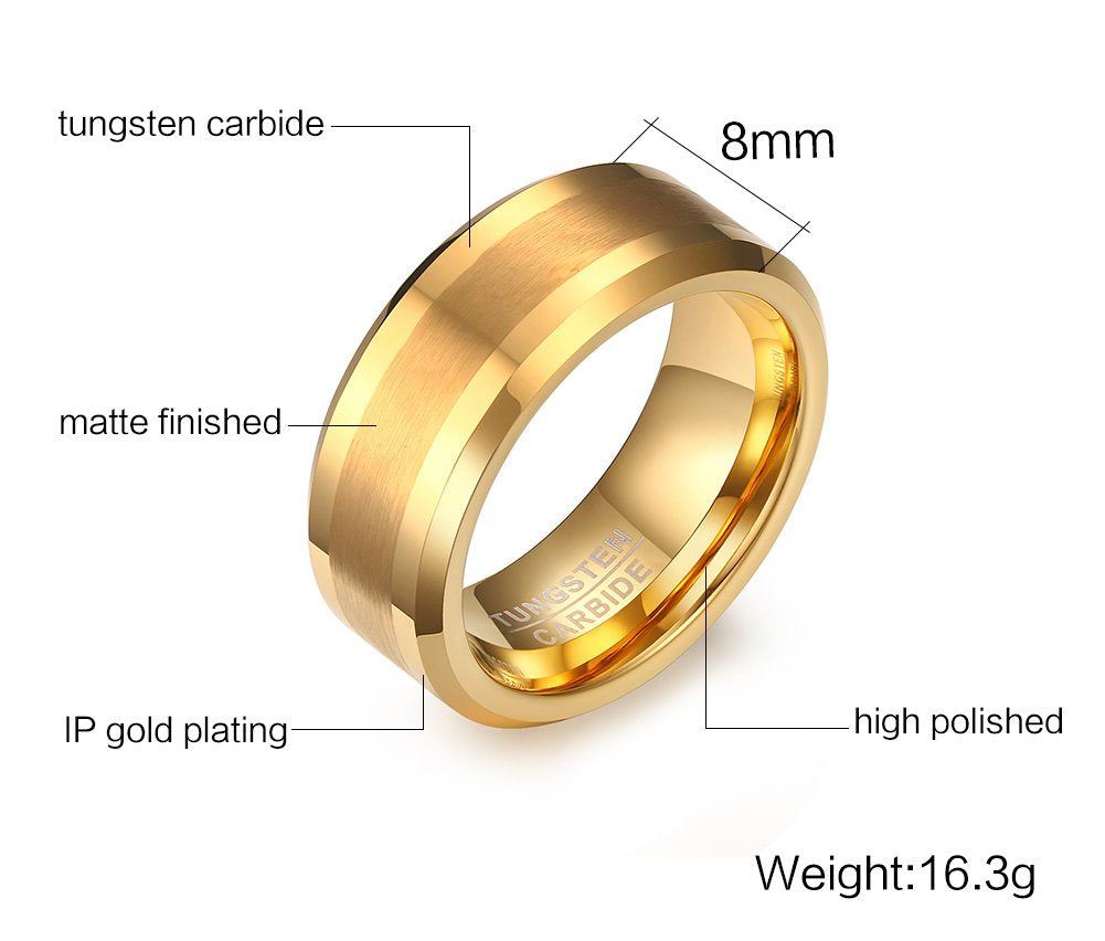 Rockyu タングステンリング メンズ 8mm 幅広 平打ち マット加工 金属アレルギー対応