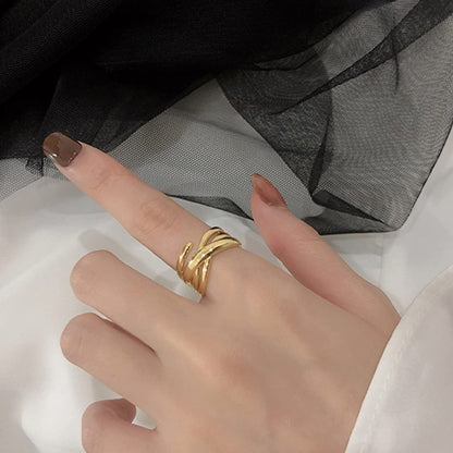 Rockyu リング レディース フリーサイズ 多連クロスデザイン シルバー ゴールド 金属アレルギー対応