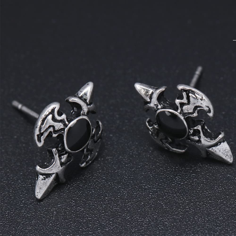 Rockyu ピアス メンズ レディース スターシェイプ シルバー ブラック ジルコニア チタン