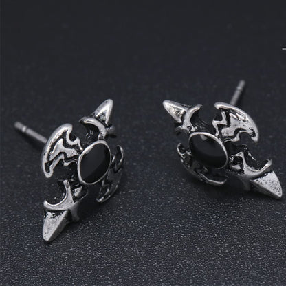 Rockyu ピアス メンズ レディース スターシェイプ シルバー ブラック ジルコニア チタン