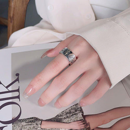 Rockyu 指輪 レディース メンズ 太め シルバー925 金運アップ リング 金属アレルギー対応 フリーサイズ 縁起物 お守り