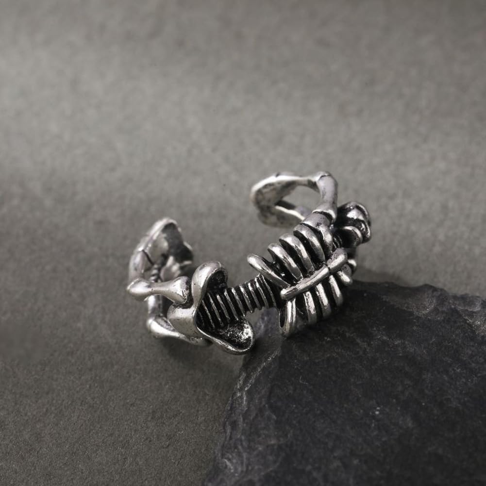 Rockyu メンズ スカルリング フリーサイズ ドクロデザイン ステンレス 男女兼用 指輪