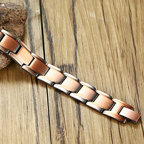 Rockyu 磁気ブレスレット メンズ ダブルロウ ピンクゴールド 銅製